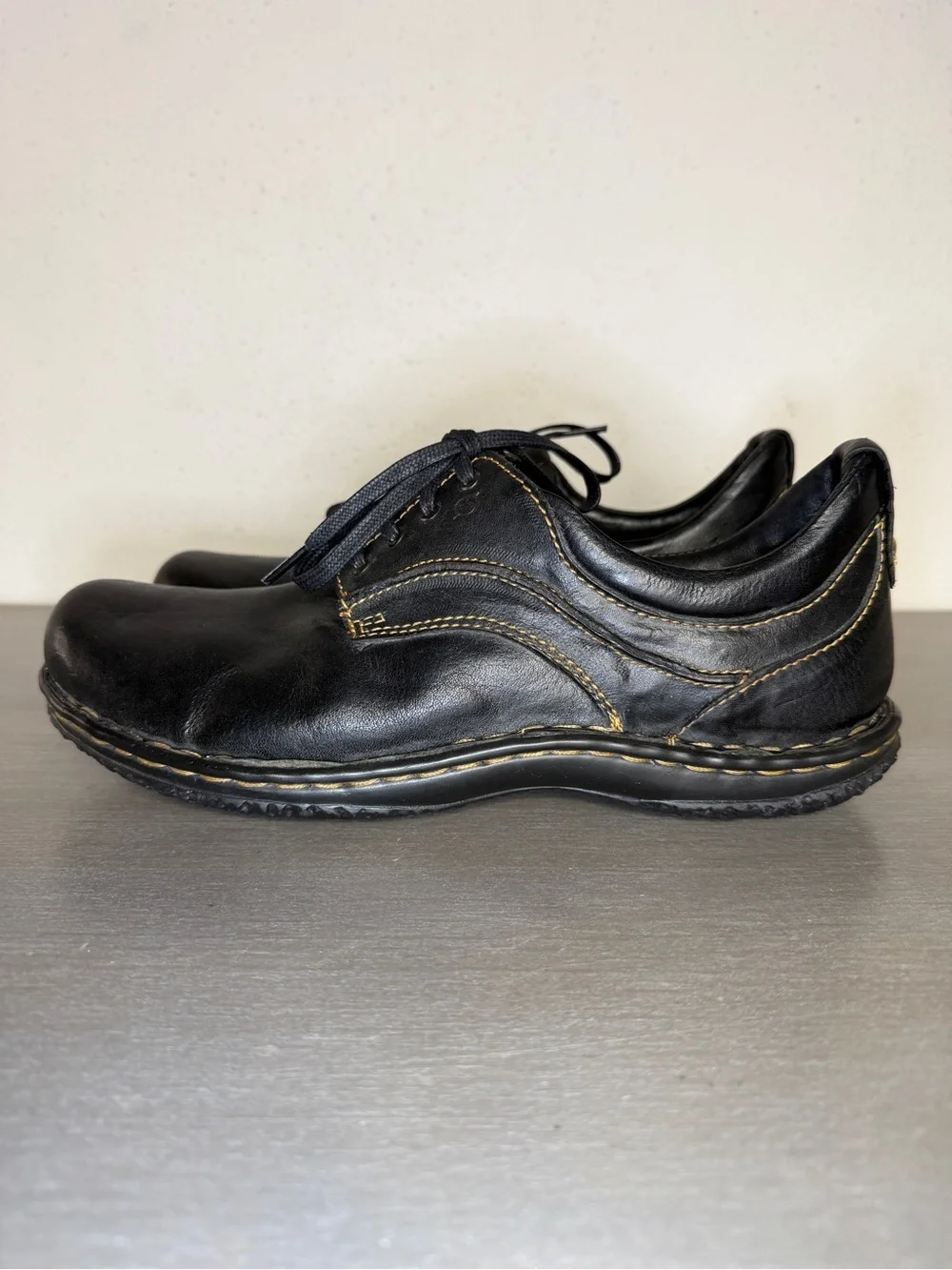 Born Leather Sneakers Womens Size 11 M Black Low Top Casual Comfort Oxford Derby